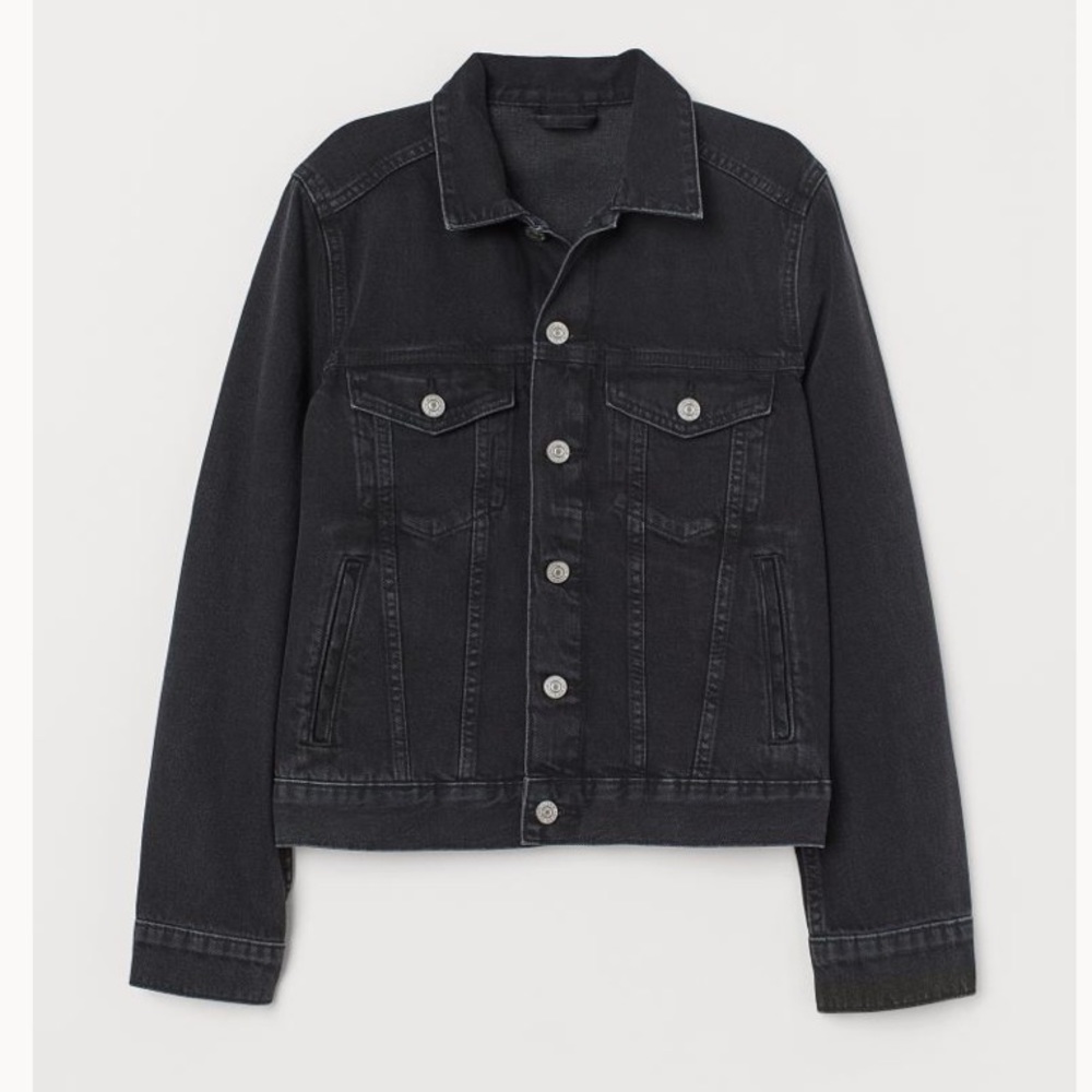 Black Washed Denim Jacket H&M